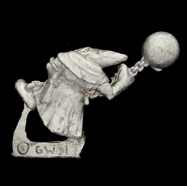 A photo of a Orcs and Goblins Night Goblin Fanatic Warhammer miniature