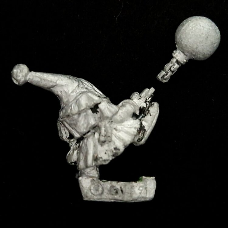 A photo of a Orcs and Goblins Night Goblin Fanatic Warhammer miniature