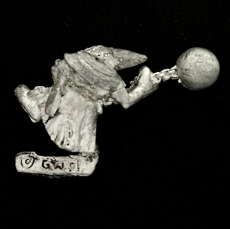 A photo of a Orcs and Goblins Night Goblin Fanatic Warhammer miniature