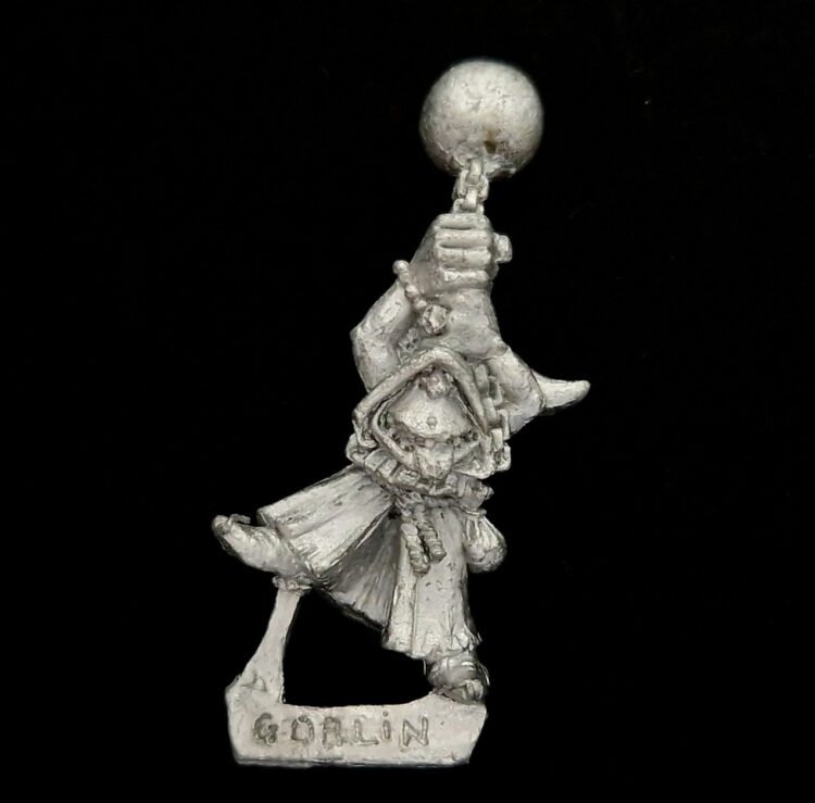 A photo of a Orcs and Goblins Night Goblin Fanatic Warhammer miniature