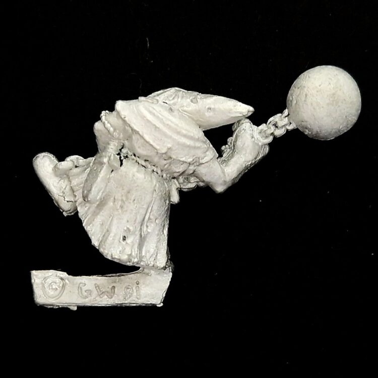 A photo of a Orcs and Goblins Night Goblin Fanatic Warhammer miniature
