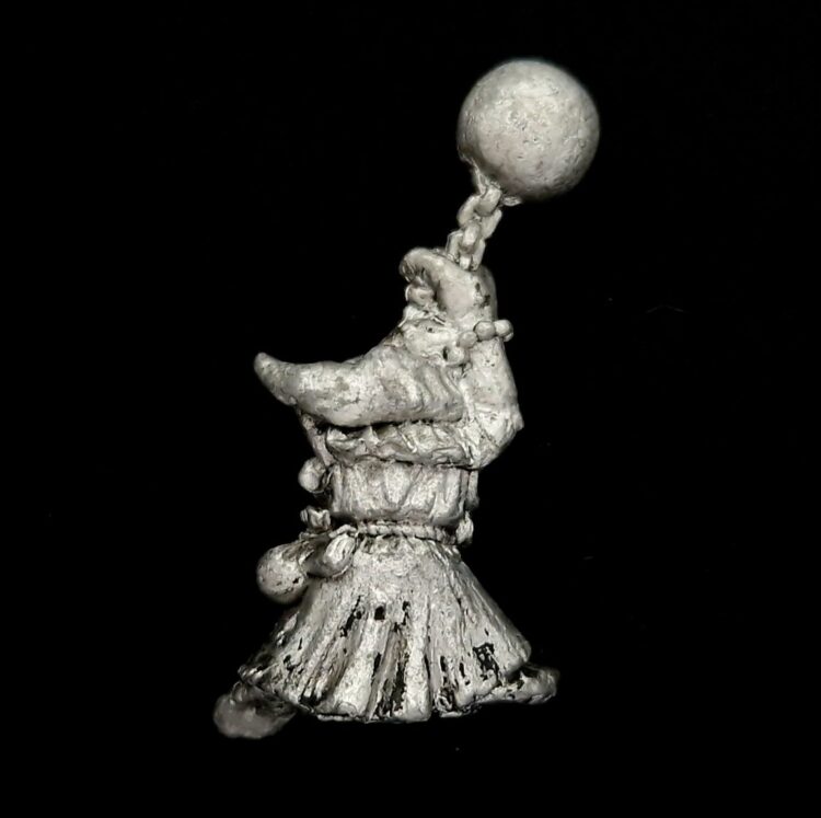 A photo of a Orcs and Goblins Night Goblin Fanatic Warhammer miniature