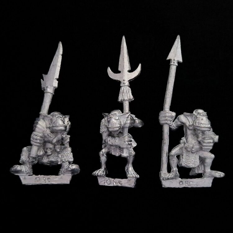 A photo of Orcs and Goblins Big Un's Spearmen Warhammer miniatures