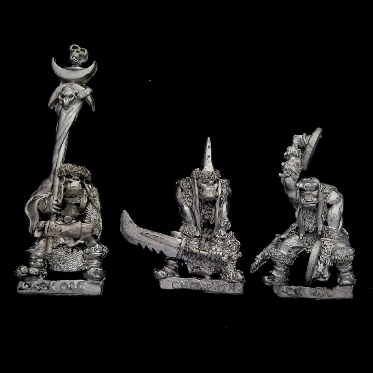 A photo of Orcs and Goblins Eeza Ugezod's Mother Crushers Command Warhammer miniatures