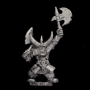 A photo of a Orcs and Goblins Black Orcs Big Boss Warhammer miniature