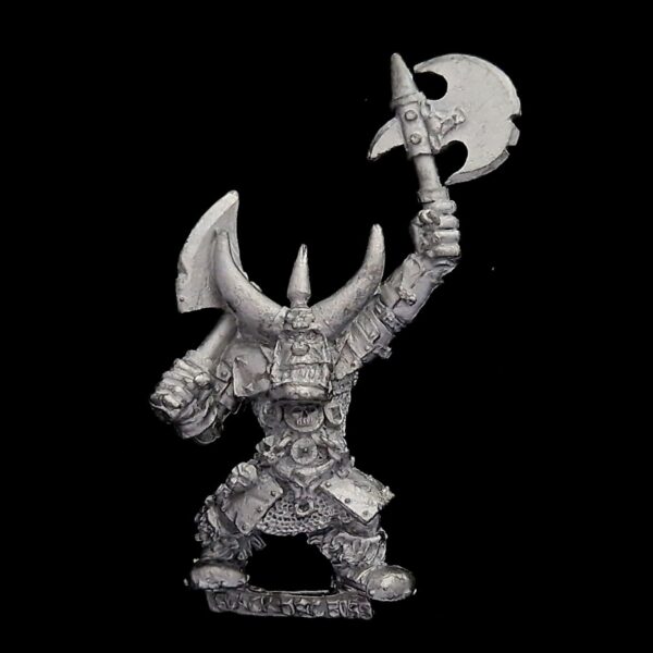 A photo of a Orcs and Goblins Black Orcs Big Boss Warhammer miniature