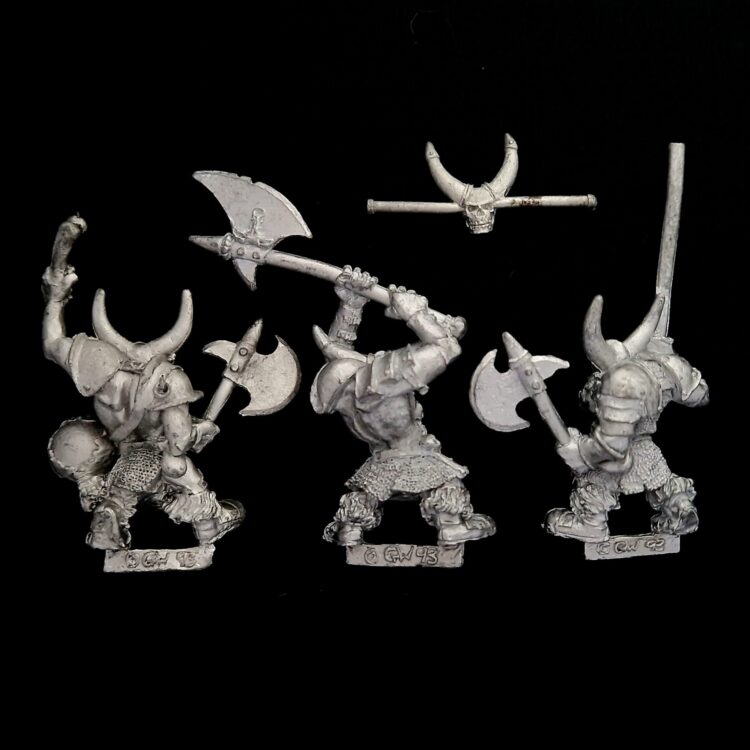 A photo of Orcs and Goblins Black Orcs Command Warhammer miniatures