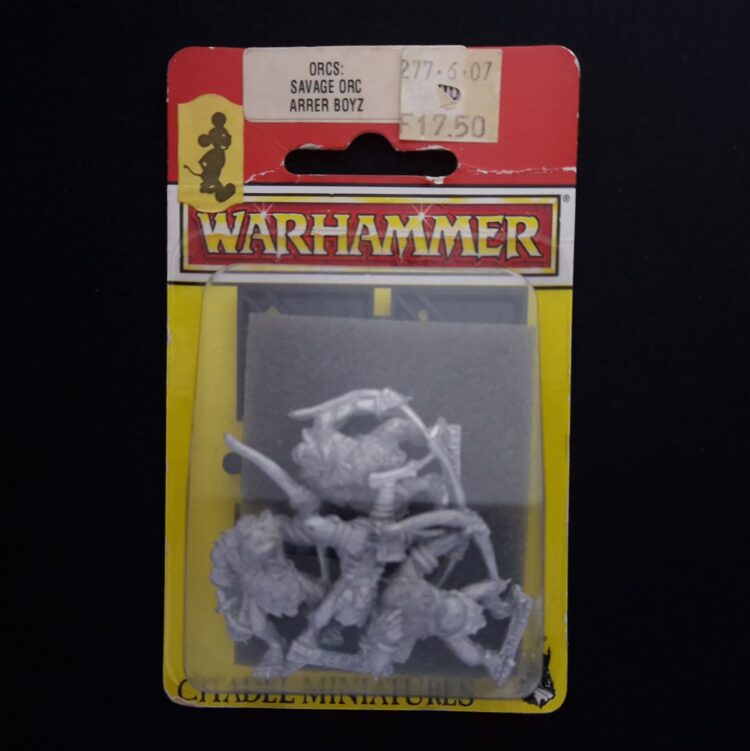 A photo of Orcs and Goblins Savage Orcs Arrer Boyz Warhammer miniatures