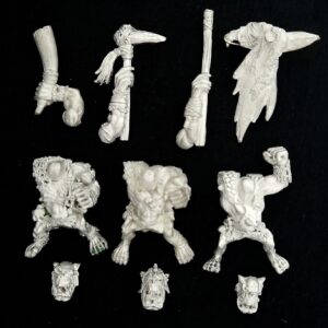 A photo of Orcs and Goblins Savage Boar Boyz Command Warhammer miniatures