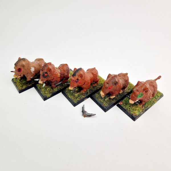 A photo of Orcs and Goblins Orc Boar Boyz Warhammer miniatures