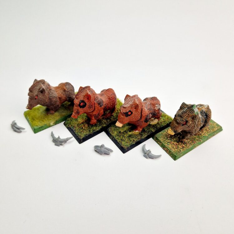 A photo of Orcs and Goblins Orc Boar Boyz Warhammer miniatures