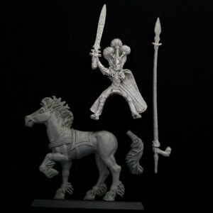 A photo of a Wood Elves Mounted General Warhammer miniature