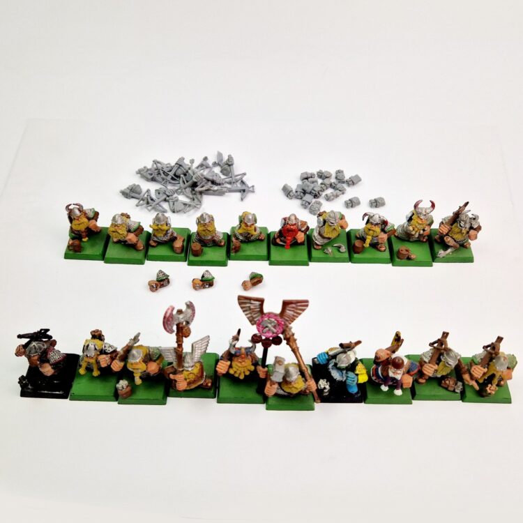 A photo of Dwarf Warriors Warhammer miniatures