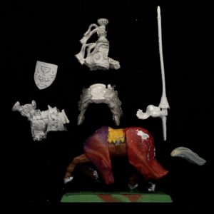 A photo of a Bretonnia Grail Knight Warhammer miniature