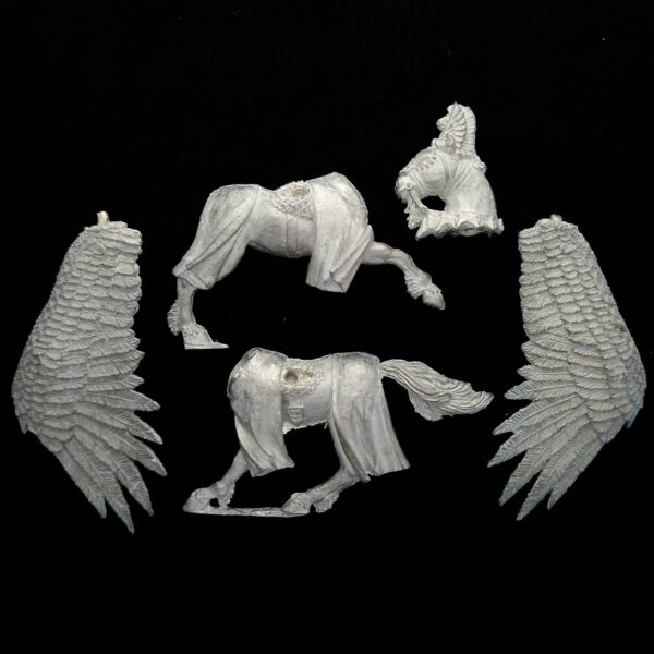 A photo of a Bretonnia Hero on Pegasus Warhammer miniature