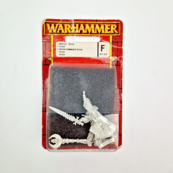 A photo of a High Elves Teclis the Loremaster Warhammer Miniature