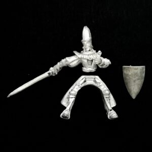 A photo of a High Elves Mounted Hero Fendar Warhammer miniature