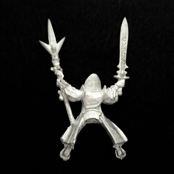 A photo of a High Elves Mounted Mage Warhammer miniature