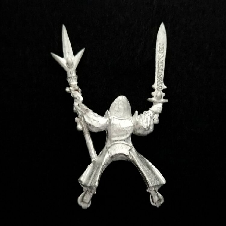 A photo of a High Elves Mounted Mage Warhammer miniature