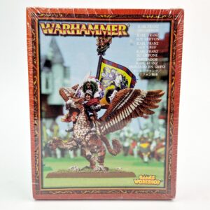 A photo of a The Empire Karl Franz on Griffon Warhammer miniature