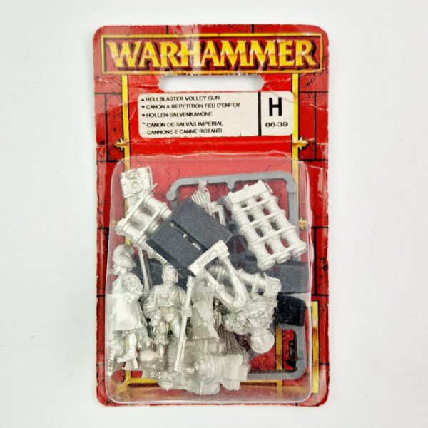 A photo of a The Empire Hellblaster Volley Gun Warhammer miniature