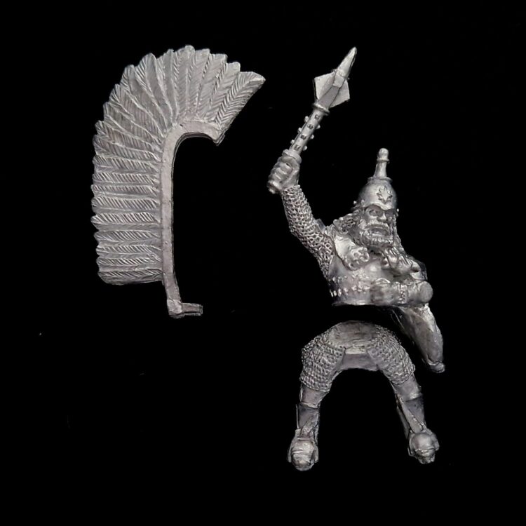 A photo of a Kislev Winged Lancer Champion Warhammer miniature