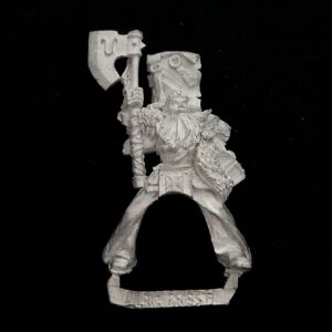 A photo of a The Empire Warrior Priest Ulric Mounted Warhammer miniature