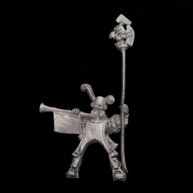 A photo of a The Empire Imperial Herald Warhammer miniature