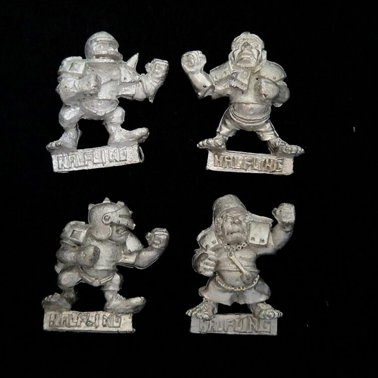 A photo of Blood Bowl Halflings miniatures