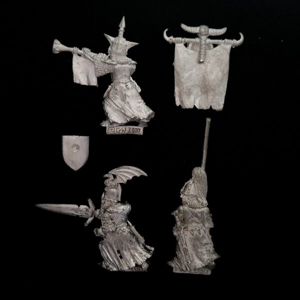 A photo of a Vampire Counts Grave Guard Command Warhammer miniature