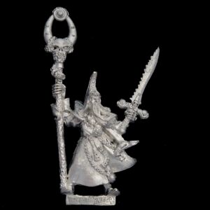 A photo of a Undead Necromancer Warhammer miniature