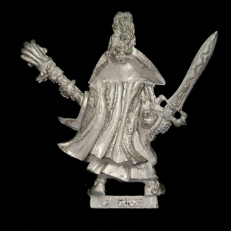 A photo of a Undead Necromancer Warhammer miniature