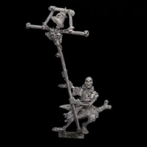 A photo of a Undead Skeleton Standard Bearer Warhammer miniature