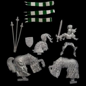 A photo of a Bretonnian The Green Knight Warhammer miniature