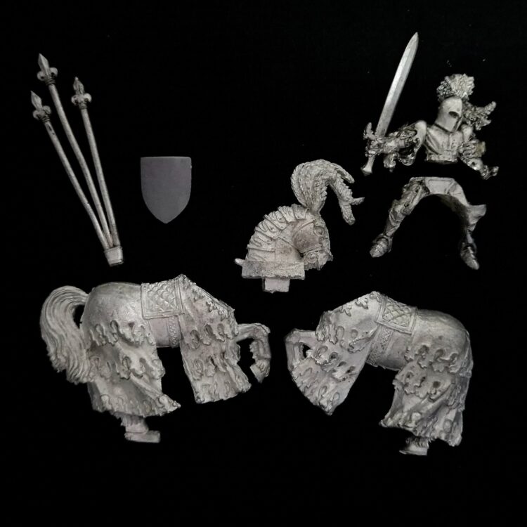 A photo of a Bretonnian The Green Knight Warhammer miniature