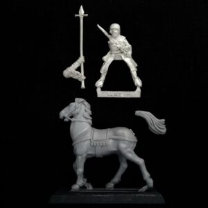 A photo of a Bretonnia Mounted Squire Warhammer miniature