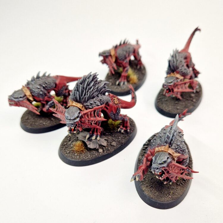 A photo of Chaos Daemons Flesh Hounds Warhammer miniatures