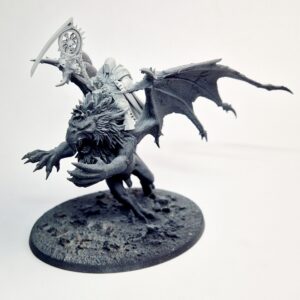 A photo of a Chaos Slaves to Darkness Sorcerer Lord on Manticore Warhammer miniature