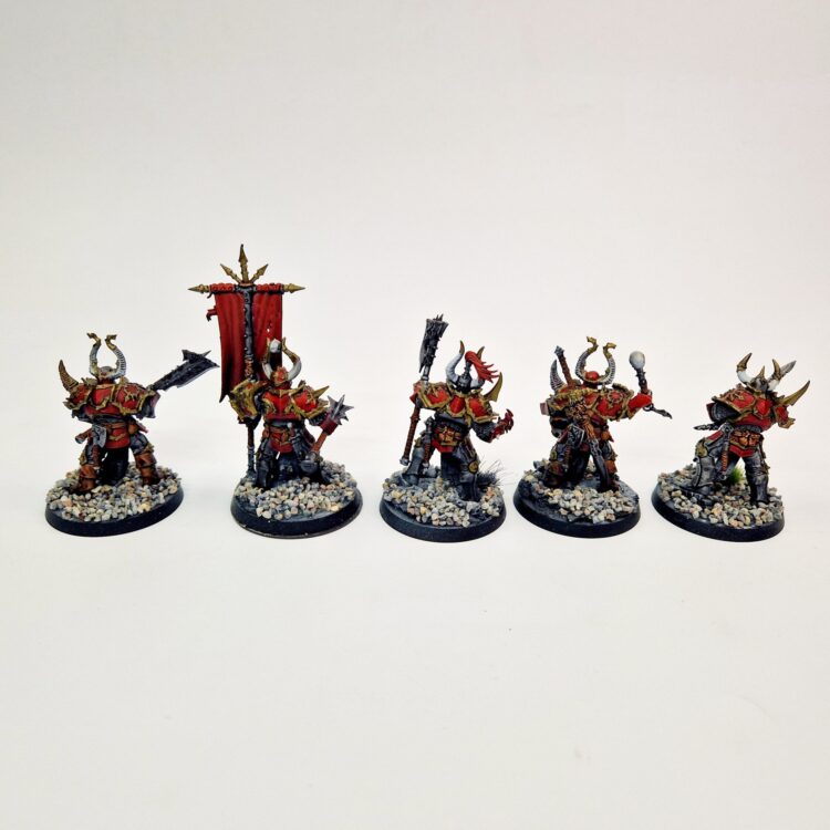 A photo of Chaos Slaves to Darkness Chosen Warhammer miniatures