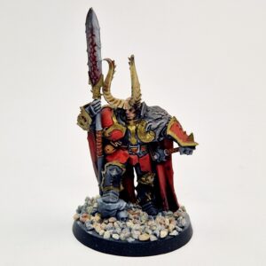 A photo of a Chaos Slaves to Darkness Lord Warhammer miniature
