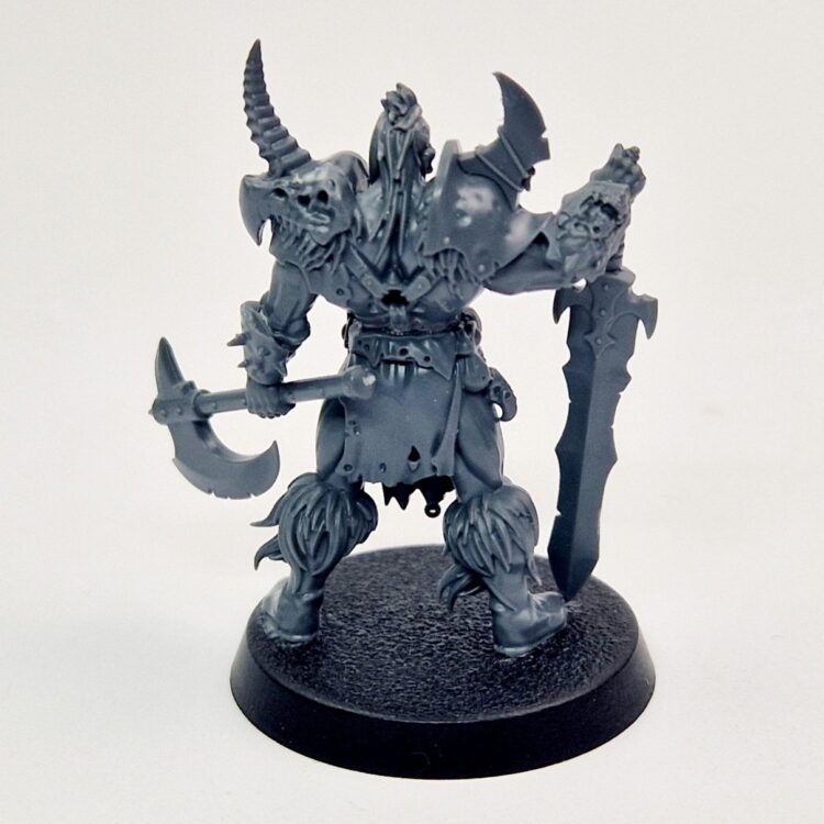 A photo of a Chaos Slaves to Darkness Darkoath Champion Warhammer miniature