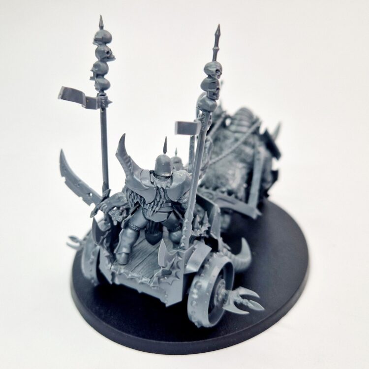 A photo of a Chaos Slaves to Darkness Gorebeast Chariot Warhammer miniature