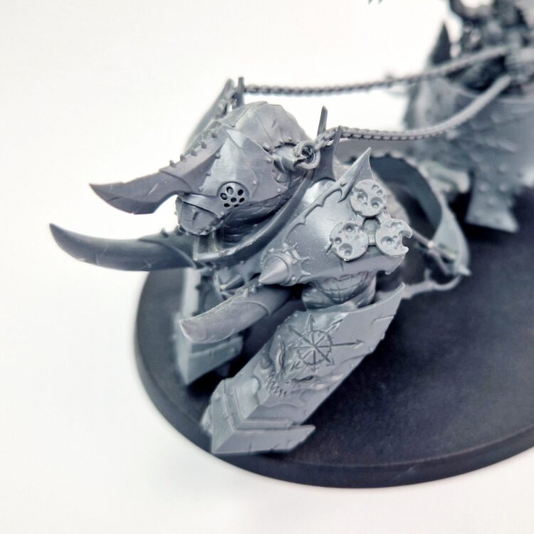 A photo of a Chaos Slaves to Darkness Gorebeast Chariot Warhammer miniature