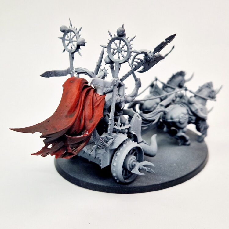 A photo of a Chaos Slaves to Darkness Chariot Warhammer miniature