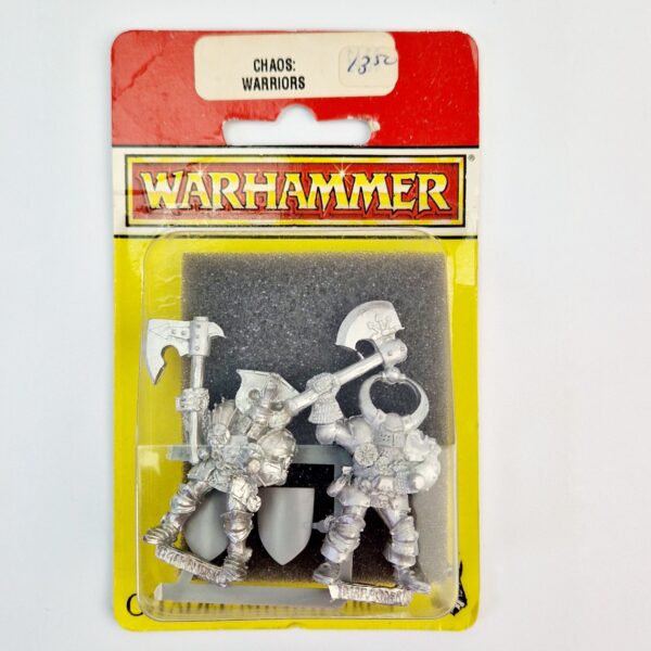 A photo of Chaos Warriors Warhammer miniatures