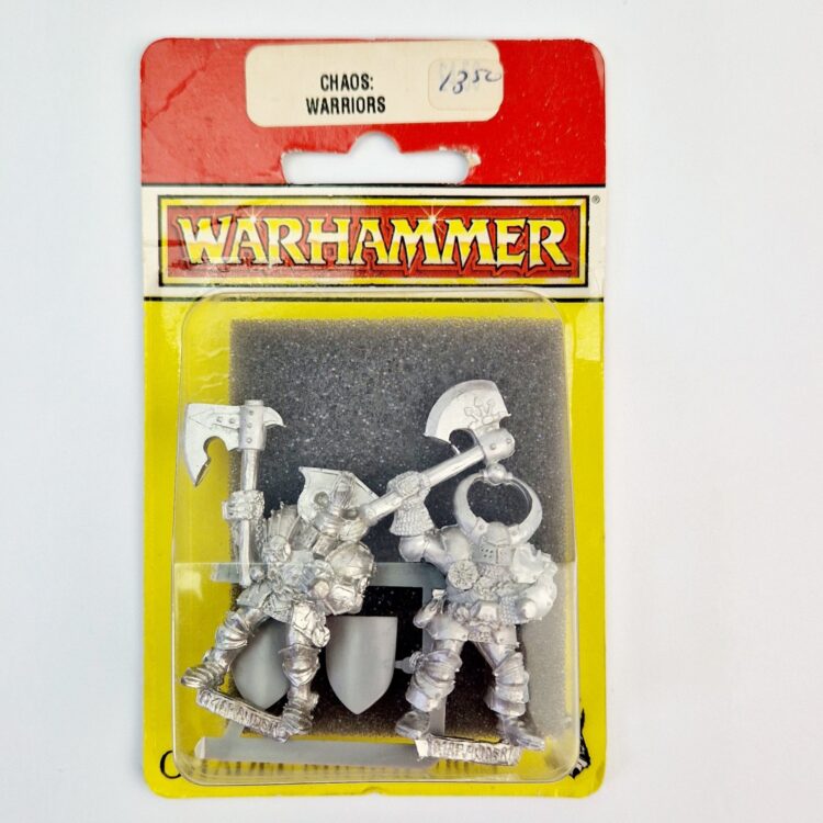 A photo of Chaos Warriors Warhammer miniatures