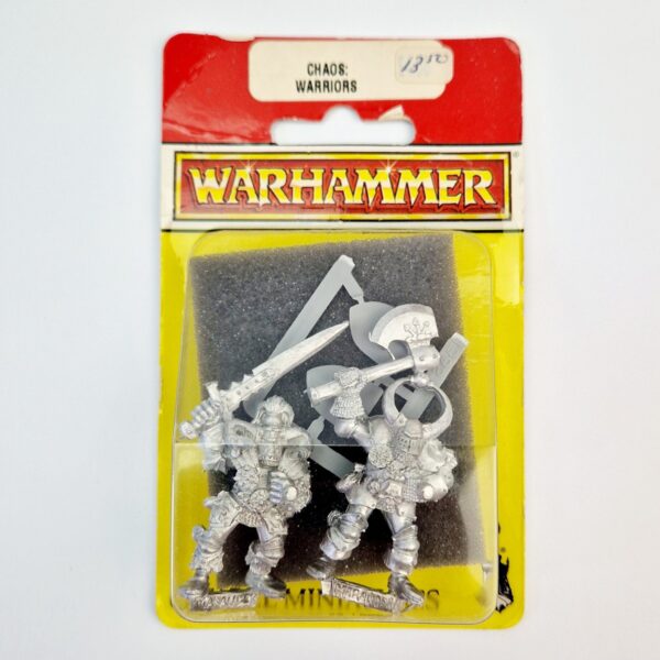 A photo of Chaos Warriors Warhammer miniatures