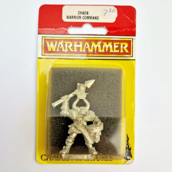 A photo of a Chaos Warriors Musician Warhammer miniature