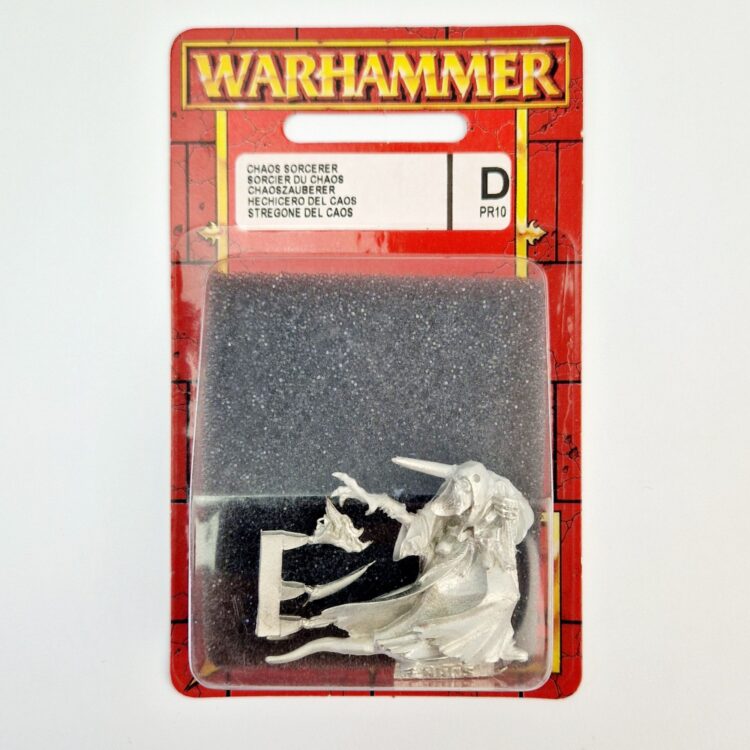 A photo of a Chaos Warriors Limited Edition Sorcerer Warhammer miniature