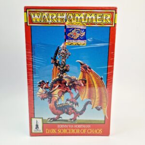 A photo of a Warriors of Chaos Dark Sorcerer Egrimm van Horstmann Warhammer miniature